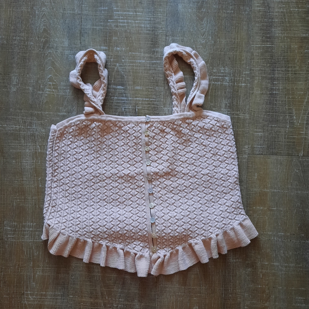 Zara Pink Textured Short Sleeve Top